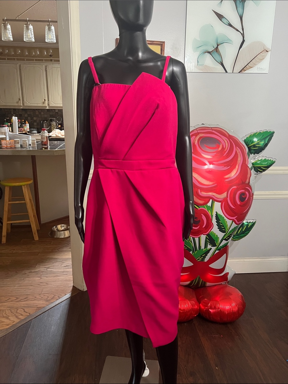 Fuchsia Spaghetti Strap Sheath Dress